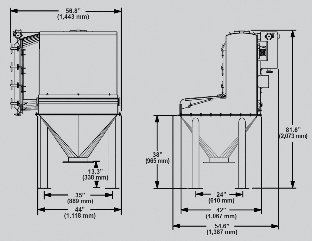 Bag Break Stations 4 Hygeinic bag dump dimensions